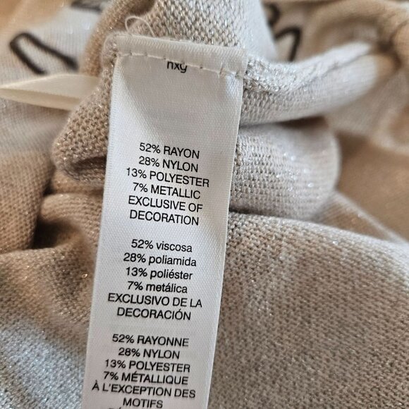 CHICO'S Easywear Lightweight Knit Tunic Pullover Gold Metallic Size 1  Medium - Picture 5 of 10